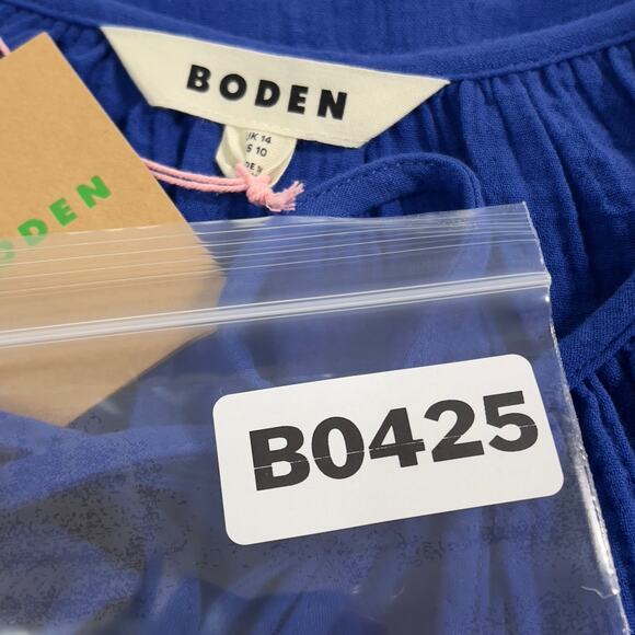 Boden 10 NEW Doublecloth Blouson Sleeve Top Surf the Web Blue *flaw - Picture 11 of 11